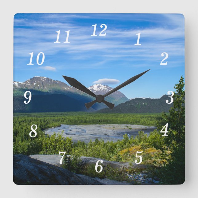 Alaskas Exit Glacier Valley Wall Clock Quadratische Wanduhr (Vorderseite)