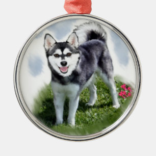 Alaskische Klee Kai Kunst Silbernes Ornament