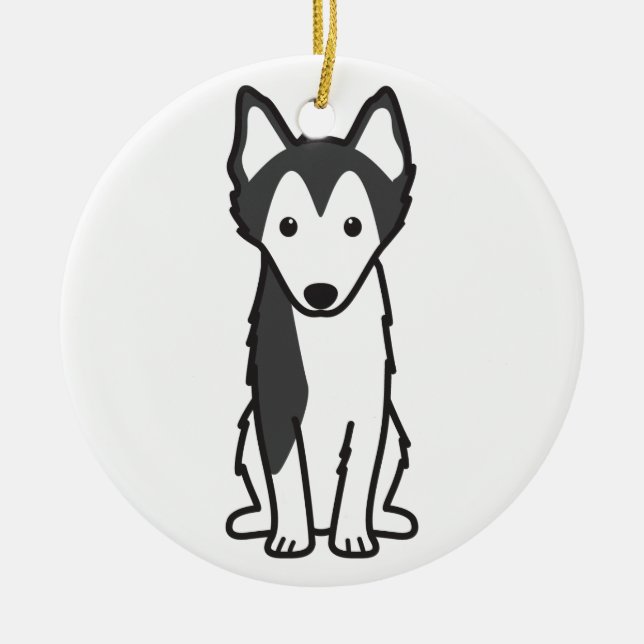 Alaskischer Klee Kai HundeCartoon Keramikornament (Vorne)