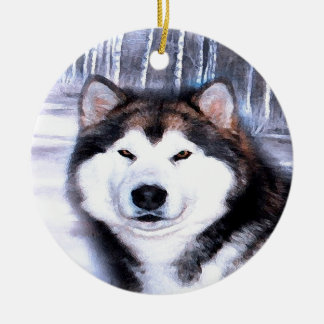 Alaskischer Malamute-Entwurf durch Künstler Keramikornament