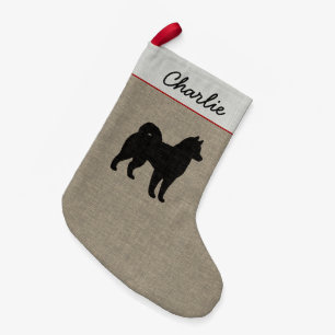 Alaskischer Malamute-Silhouette-niedliches Kleiner Weihnachtsstrumpf
