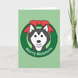 Alaskischer Malamute-Weihnachten Feiertagskarte