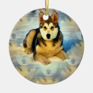 Alaskischer Malamute-Welpen-Verzierung Keramikornament