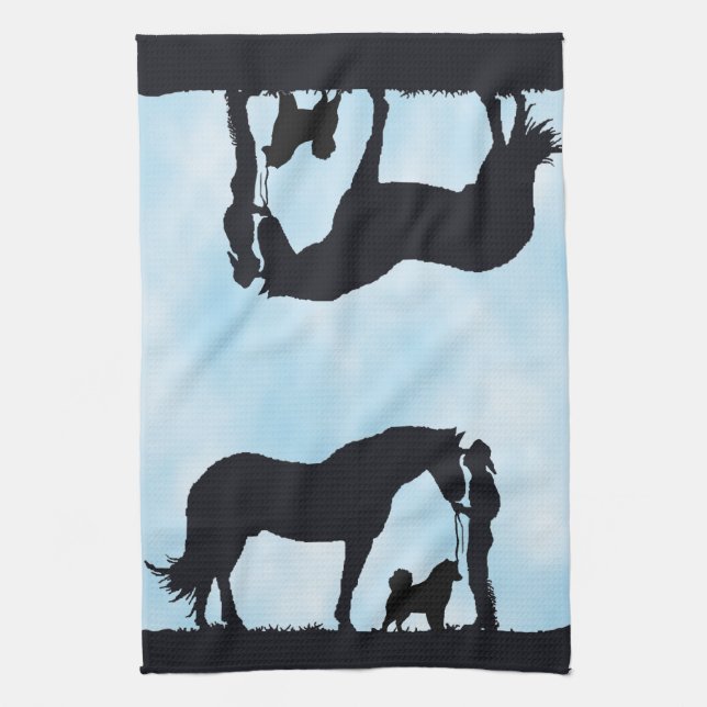Alaskischer Malamute-Western-Silhouette Geschirrtuch (Vertikal)