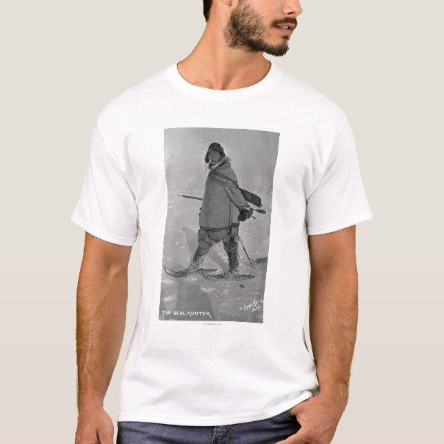Alaskischer Siegel-Jäger mit Snowshoes-Fotografie T-Shirt (Vorderseite)