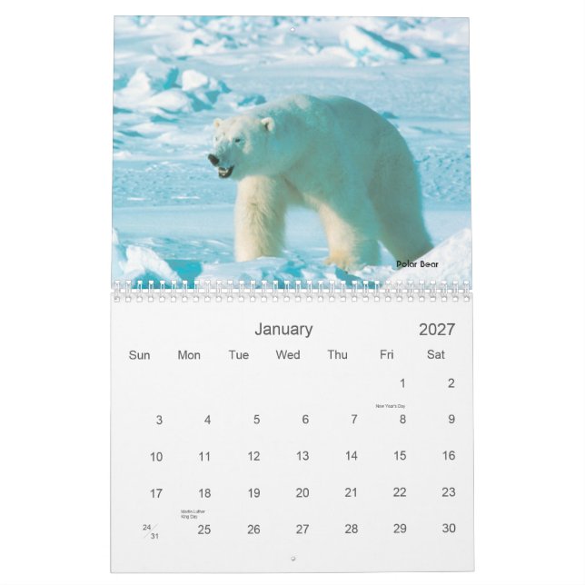 Alaskischer Tier-Kalender Kalender (Jan 2027)
