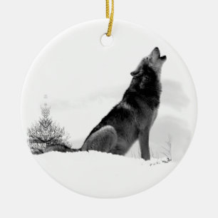 Alaskischer Timberwolf Keramikornament