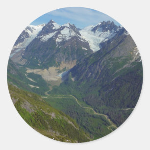 Alaskisches Gletscher-tal Runder Aufkleber