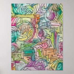 Alassio-Abstrakte Wasserfarben Kunst Poster