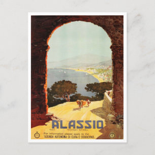 Alassio, Westliche Riviera Italien Vintage Reise Postkarte