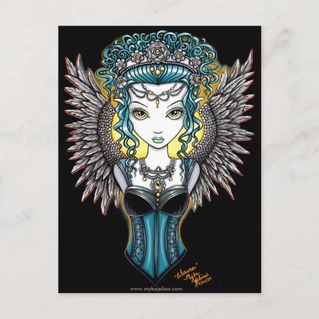 "Alaura" Gothic Guardian Angel Postcard Postkarte (Vorderseite)