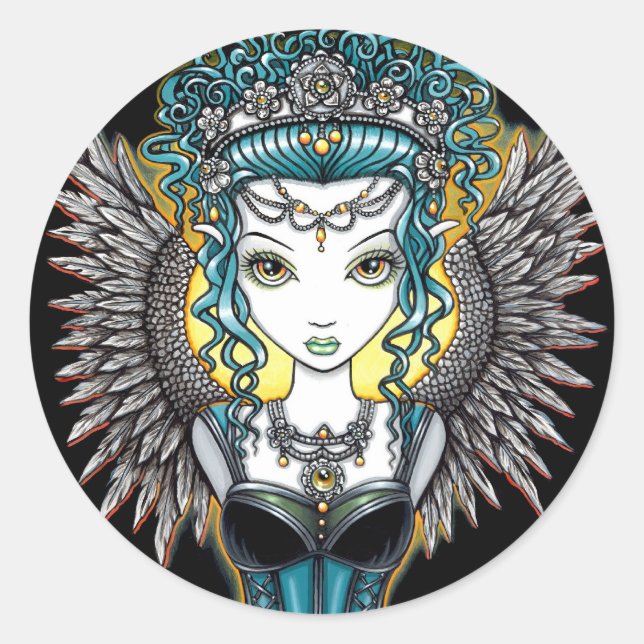 "Alaura" Gothic Guardian Angel Stickers (Vorderseite)