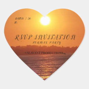 #ALAVANT Productions Sunset Ocean Einladungen Herz-Aufkleber