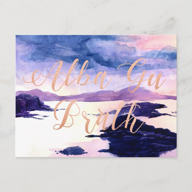 Alba Gu Brath Watercolor Rose Gold Postkarte (Vorderseite)