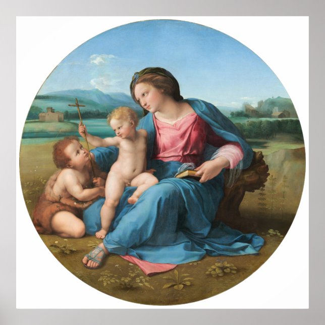 Alba Madonna Raphael Renaissance Weißer Hintergrun Poster (Vorne)