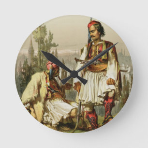Albaner, Söldner in der Osmanearmee, Kneipe. b Runde Wanduhr