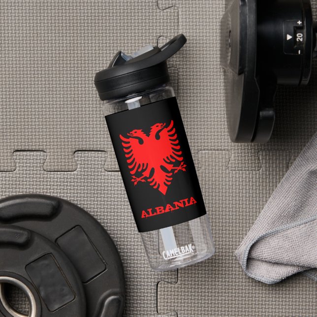 Albania Bottle, Fitness & Albanian Emblem / flag Trinkflasche (Fitnessstudio)