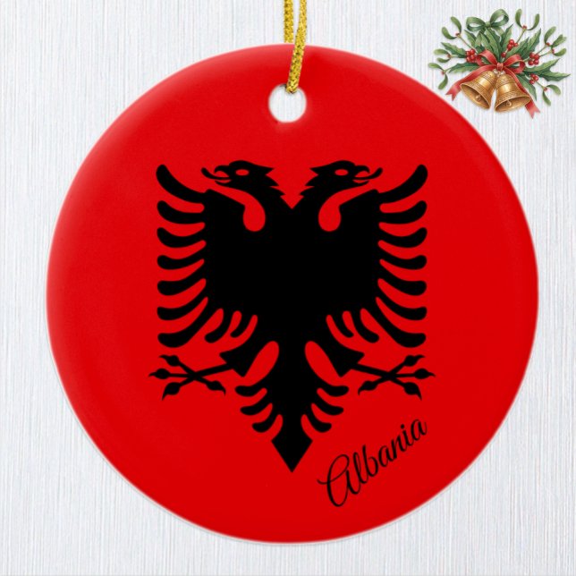 Albania Christmas Ornament, Albanian Flag Keramik Ornament (Albanian Flag Ornament / Christmas, Albania)