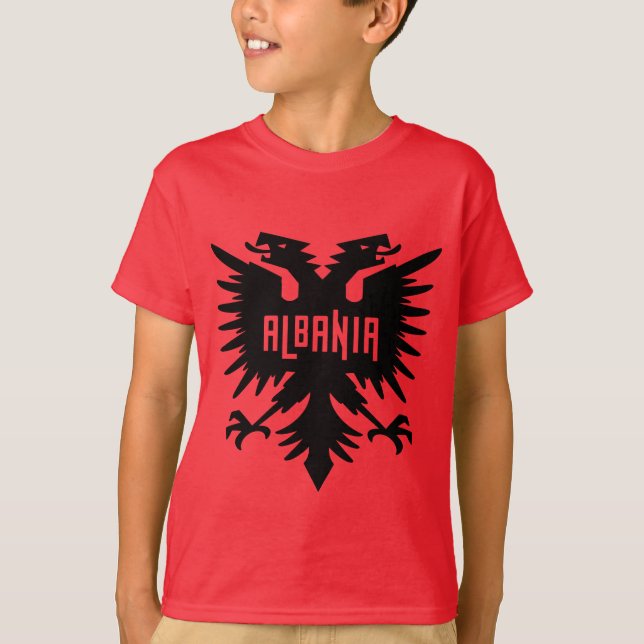 Albania Country Flag and Fan Design T-Shirt (Vorderseite)