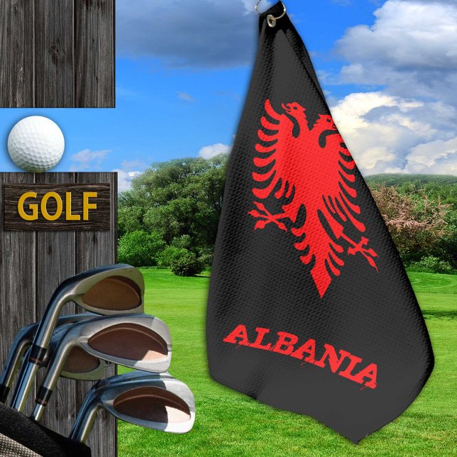 Albania Golf, Albanian coat of arms golfing / flag Golfhandtuch (Von Creator hochgeladen)