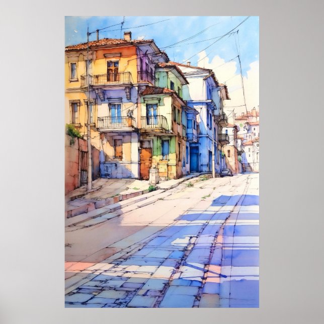 Albania Tirana Old Street Painting Poster (Vorne)