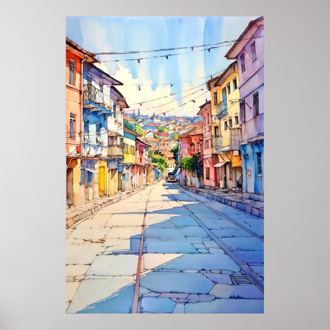 Albania Tirana Old Street Painting Poster (Vorne)