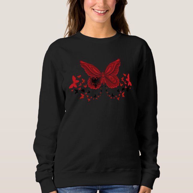 Albanian Albania Albanian Flag Butterflies Sweatshirt (Vorderseite)