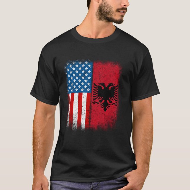 Albanian American Flag Albania Flamuri Shqiptar Sh T-Shirt (Vorderseite)