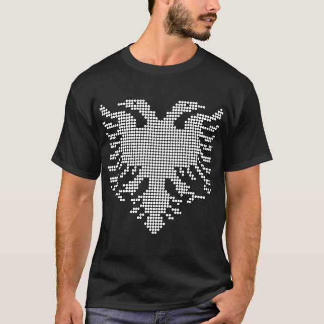Albanian Double Headed Eagle Dotwork Emblem T-Shirt (Vorderseite)