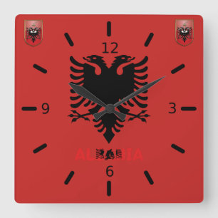 Albanian flag quadratische wanduhr
