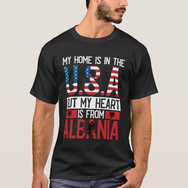 Albanian Roots American Flag Albania Heritage T-Shirt (Vorderseite)