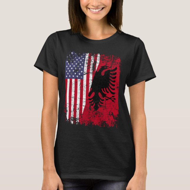 ALBANIAN ROOTS Red Eagle Halb American ALBANIA FLA T-Shirt (Vorderseite)