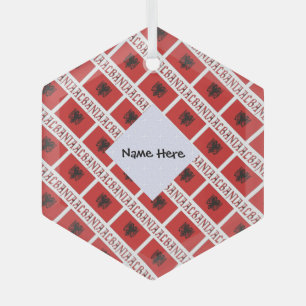Albanien Albanische Flagge Kacheln Personalisiert Ornament Aus Glas