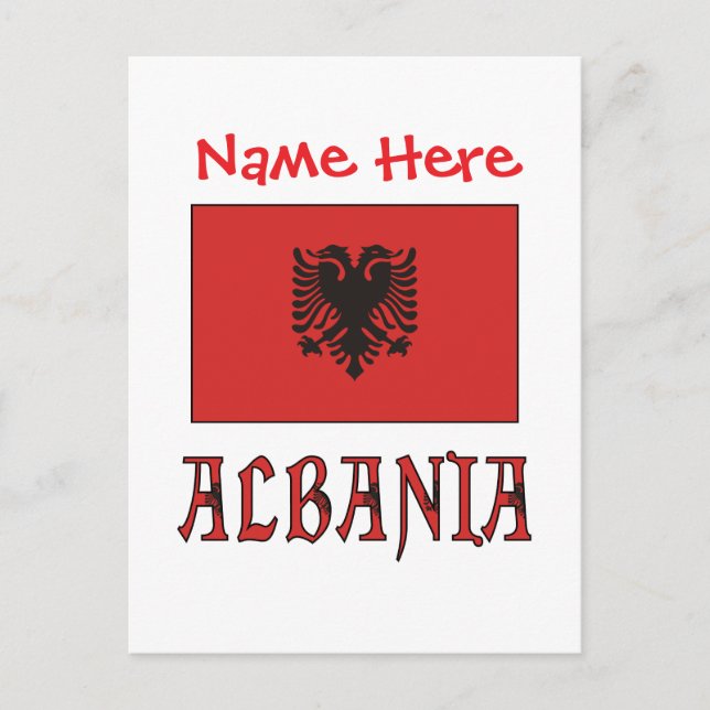 Albanien - Albanische Flagge - Rot Personalisiert Postkarte (Vorderseite)
