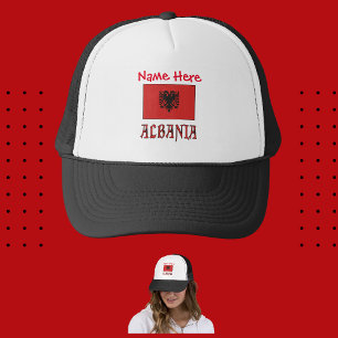 Albanien Albanische Flagge Rot Personalisierung  Truckerkappe