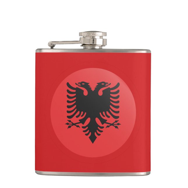 Albanien Flag & Drink, Albanien reisen / Sportfans Flachmann (Vorderseite)