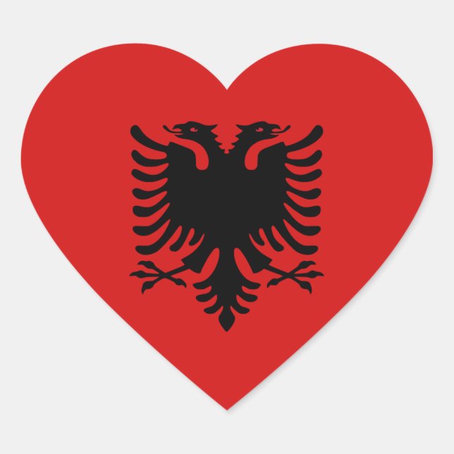 Albanien Flag Heftsticker Herz-Aufkleber (Vorderseite)