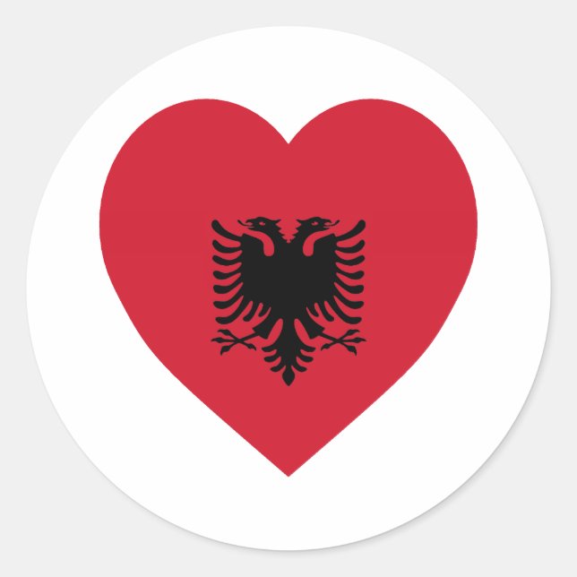 Albanien Flag Herz Runder Aufkleber (Vorderseite)