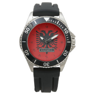 Albanien-Flagge Armbanduhr