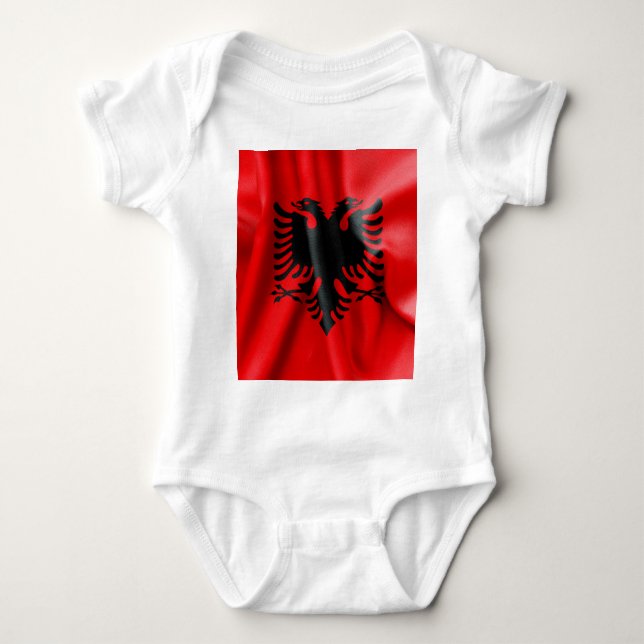 Albanien Flagge Baby Jersey Bodysuit Baby Strampler (Vorderseite)