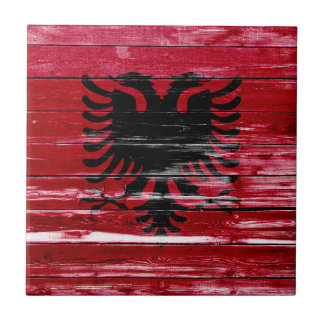 Albanien Flagge Farbe auf Holz Fliese