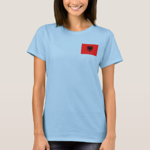 Albanien-Flagge + Karten-T - Shirt