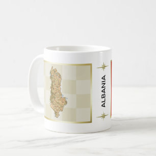 Albanien-Flagge + Karten-Tasse Kaffeetasse