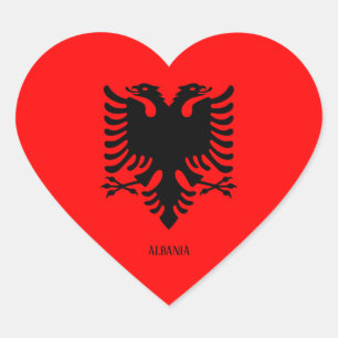 Albanien-Flagge Patriotisch Herz-Aufkleber