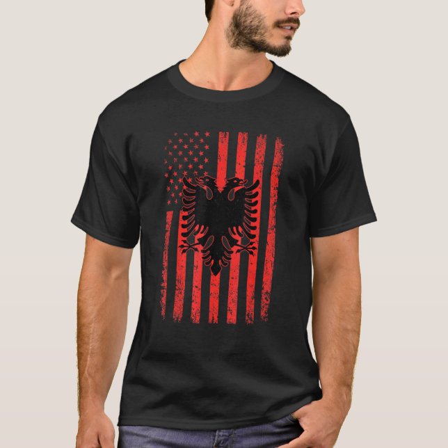 Albanien Flagge Patriotische albanische Flagge T-Shirt (Vorderseite)