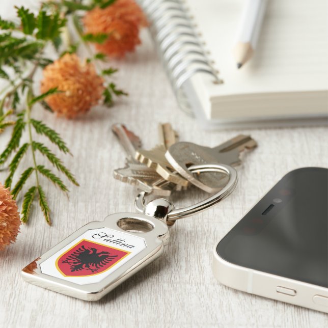 Albanien-Flagge Schlüsselanhänger (Seite)