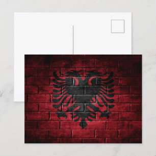 Albanien-Flagge Wand Postkarte