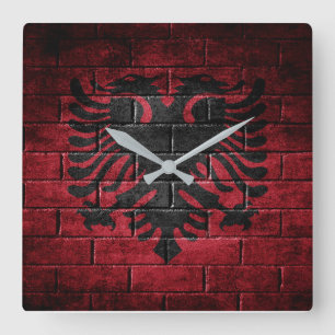 Albanien-Flagge Wand Quadratische Wanduhr