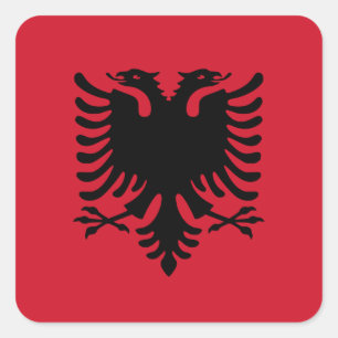 Albanien-Flaggen-Aufkleber Quadratischer Aufkleber