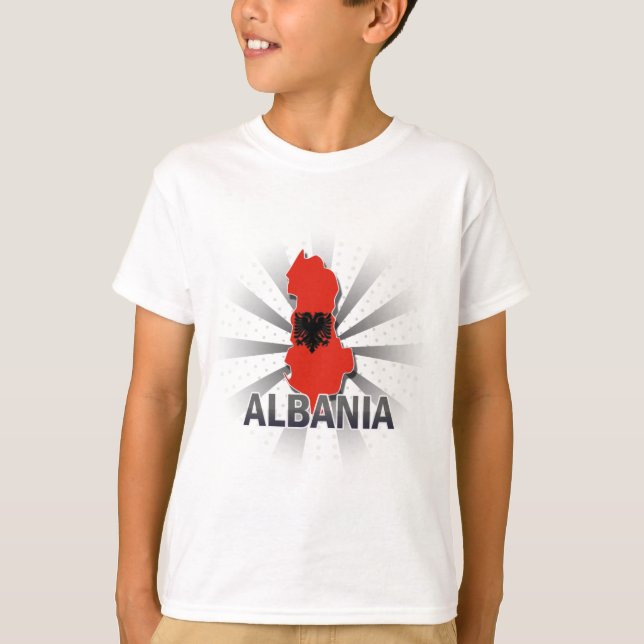 Albanien-Flaggen-Karte T-Shirt (Vorderseite)